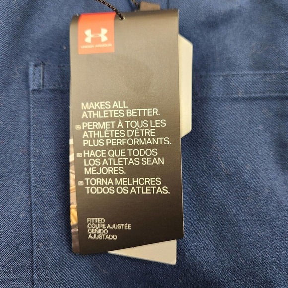 Womens Under Armour size 14 Navy Blue Fitted Flat Front Woven Chino Pants - Picture 9 of 10